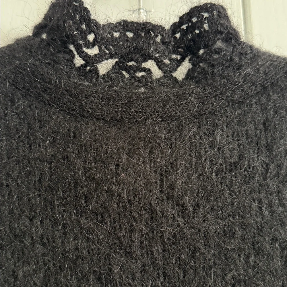 Sézane Angie Balloon Sleeve Button Front Cardigan Sweater Wool Kid Mohair Sz M - Picture 10 of 14